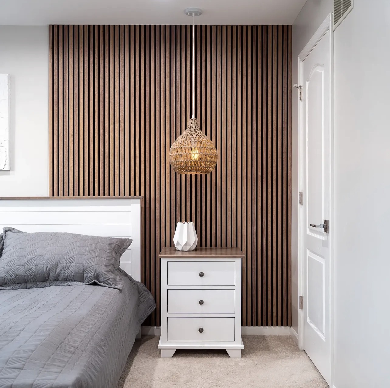 Finished bedroom feature wall