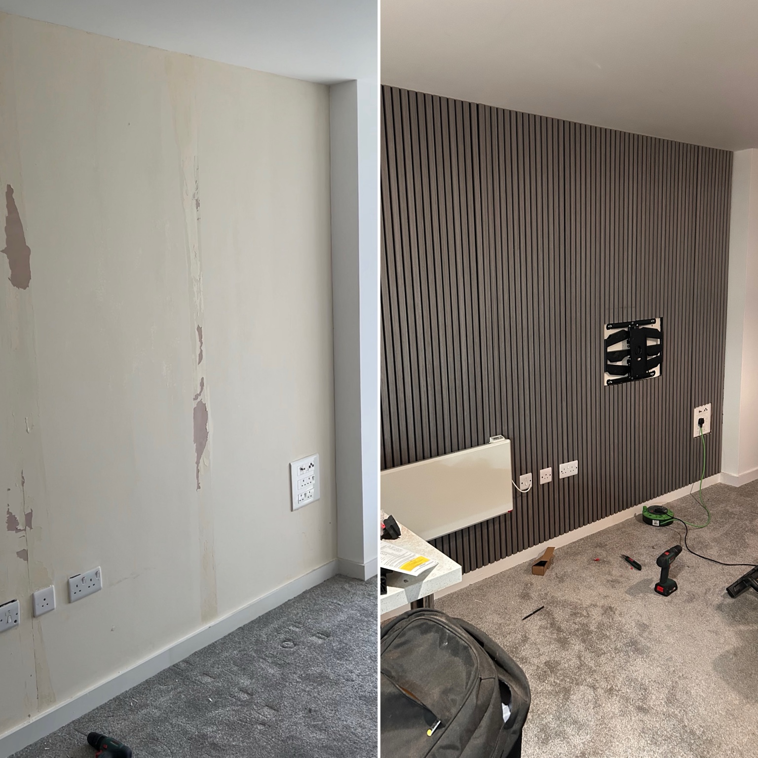 Feature wall before and after