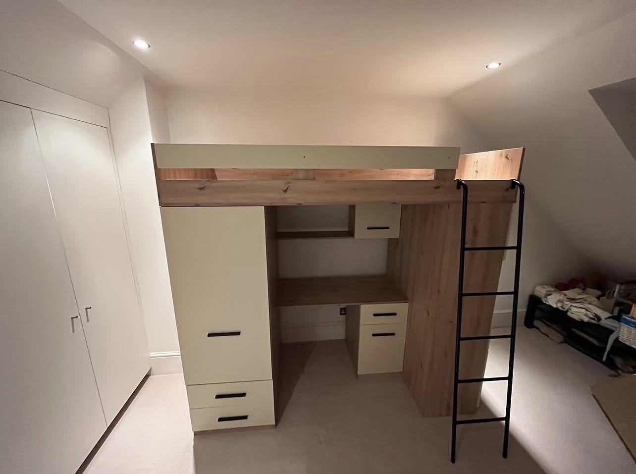 Loft bed and furniture assembly